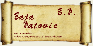 Baja Matović vizit kartica